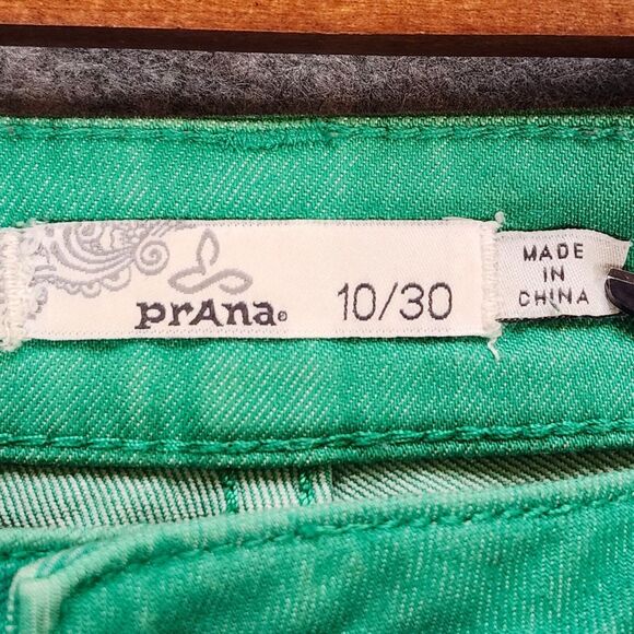 Prana Womens Kara Jean 10/30 Green Denim Stretch Cuffed Organic Cotton Soft Fade - Picture 2 of 16